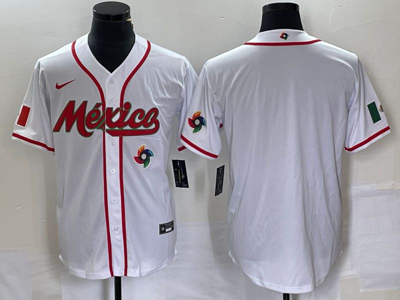 Men 2023 World Cub Mexico Blank White Nike MLB Jersey15